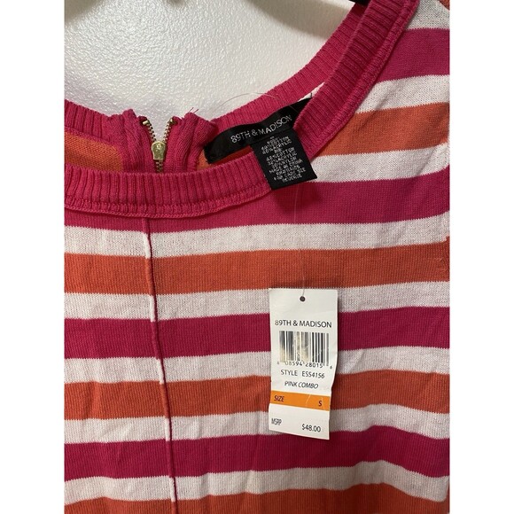 Sweatshirt For Women Size S By 89th & Madison Pink Orange White With Back Zipper - Picture 4 of 5